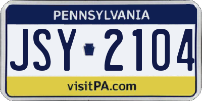 PA license plate JSY2104