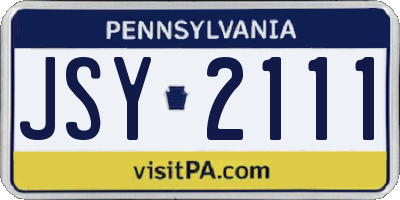PA license plate JSY2111