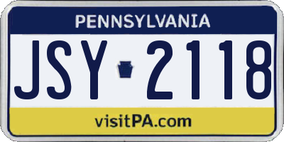PA license plate JSY2118