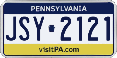 PA license plate JSY2121