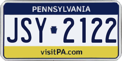 PA license plate JSY2122