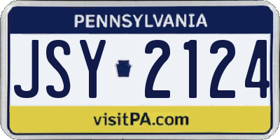 PA license plate JSY2124
