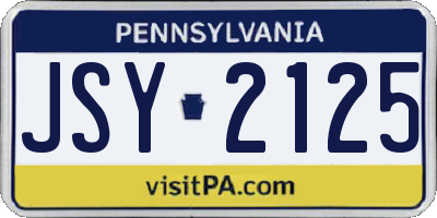 PA license plate JSY2125
