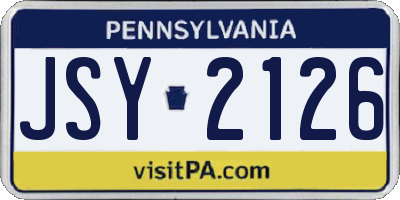 PA license plate JSY2126