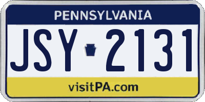 PA license plate JSY2131