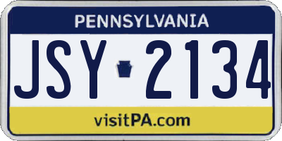 PA license plate JSY2134