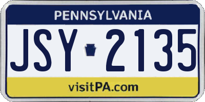 PA license plate JSY2135