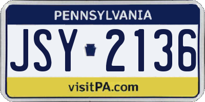 PA license plate JSY2136