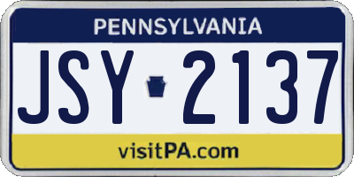 PA license plate JSY2137