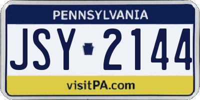 PA license plate JSY2144