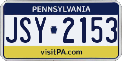 PA license plate JSY2153