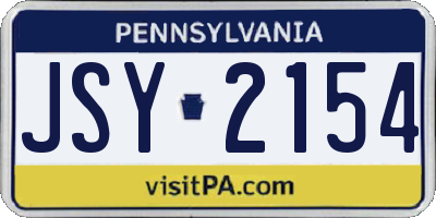 PA license plate JSY2154
