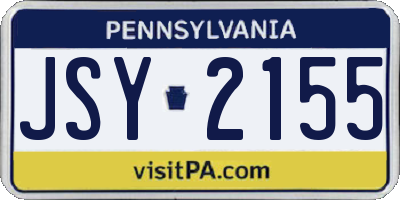 PA license plate JSY2155