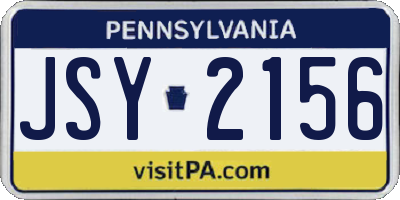 PA license plate JSY2156