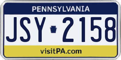 PA license plate JSY2158