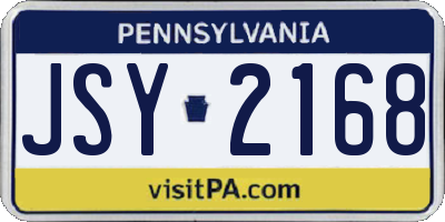 PA license plate JSY2168