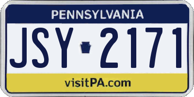 PA license plate JSY2171