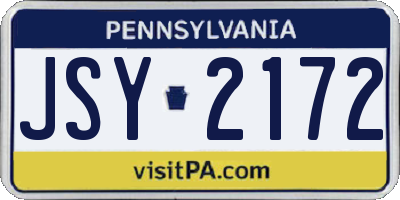 PA license plate JSY2172