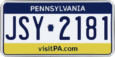 PA license plate JSY2181