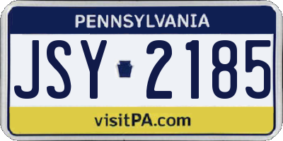 PA license plate JSY2185