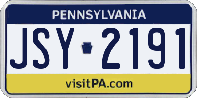 PA license plate JSY2191