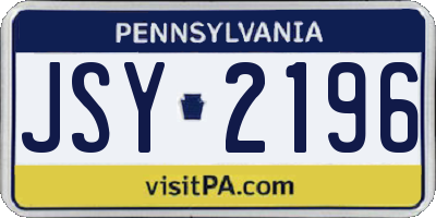 PA license plate JSY2196