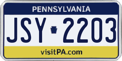 PA license plate JSY2203