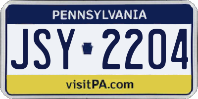 PA license plate JSY2204