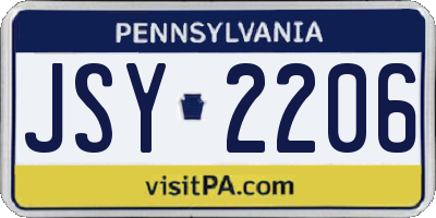 PA license plate JSY2206