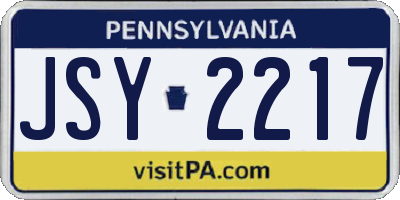 PA license plate JSY2217