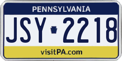 PA license plate JSY2218