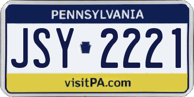 PA license plate JSY2221