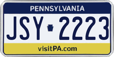 PA license plate JSY2223