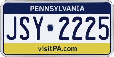 PA license plate JSY2225