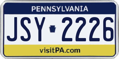 PA license plate JSY2226