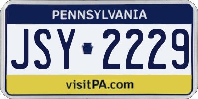 PA license plate JSY2229