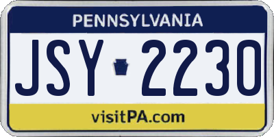 PA license plate JSY2230