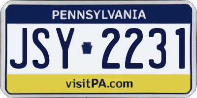 PA license plate JSY2231