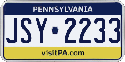 PA license plate JSY2233