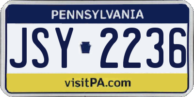 PA license plate JSY2236
