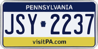 PA license plate JSY2237