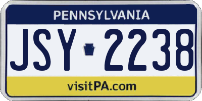 PA license plate JSY2238