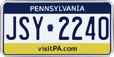 PA license plate JSY2240