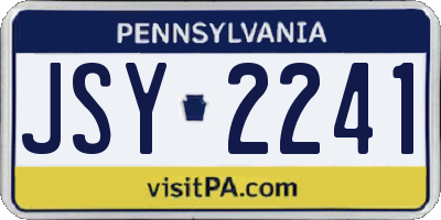 PA license plate JSY2241