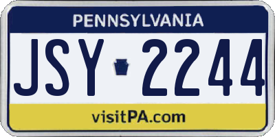 PA license plate JSY2244
