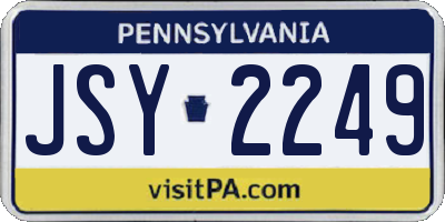 PA license plate JSY2249