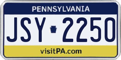 PA license plate JSY2250