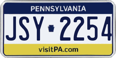PA license plate JSY2254