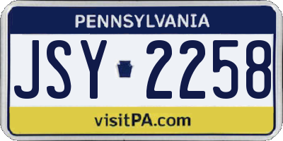 PA license plate JSY2258