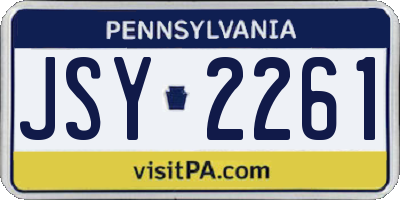 PA license plate JSY2261